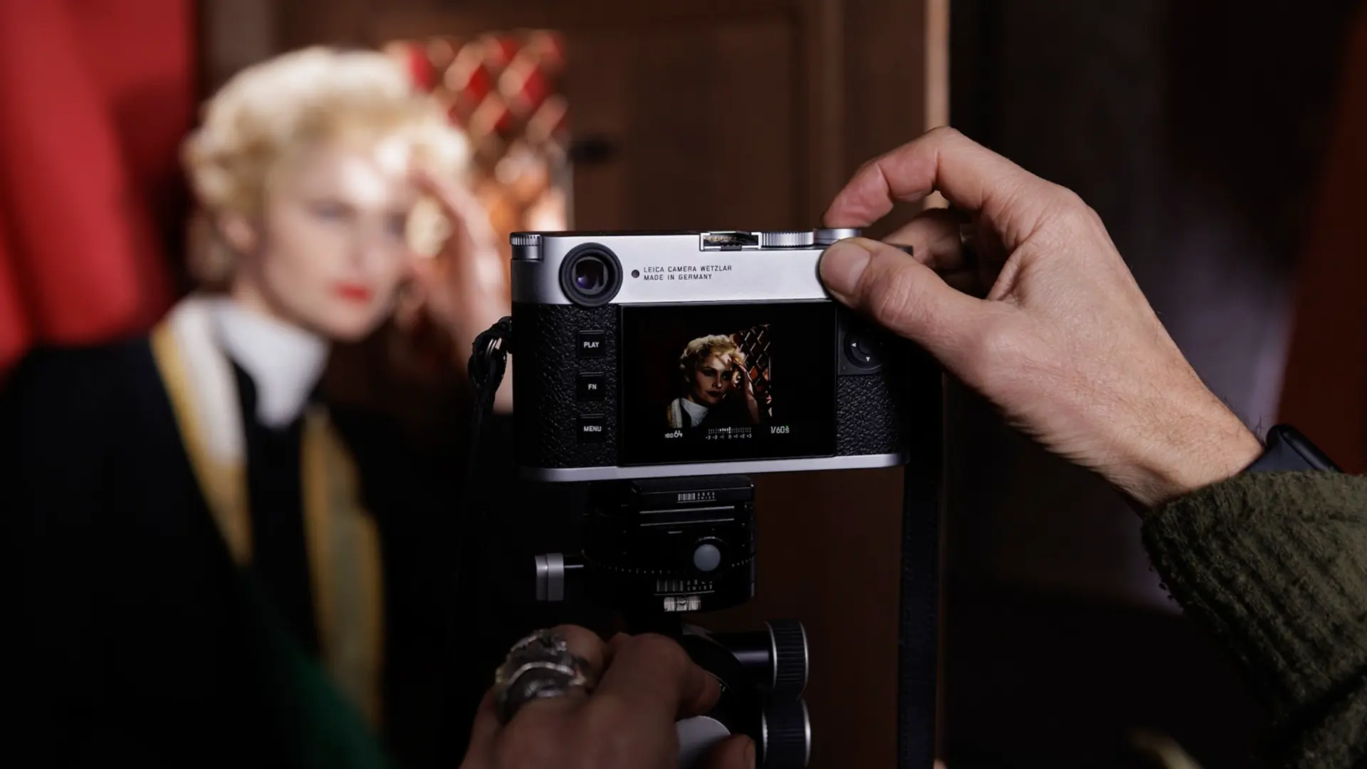 Portrait of a woman on the camera display