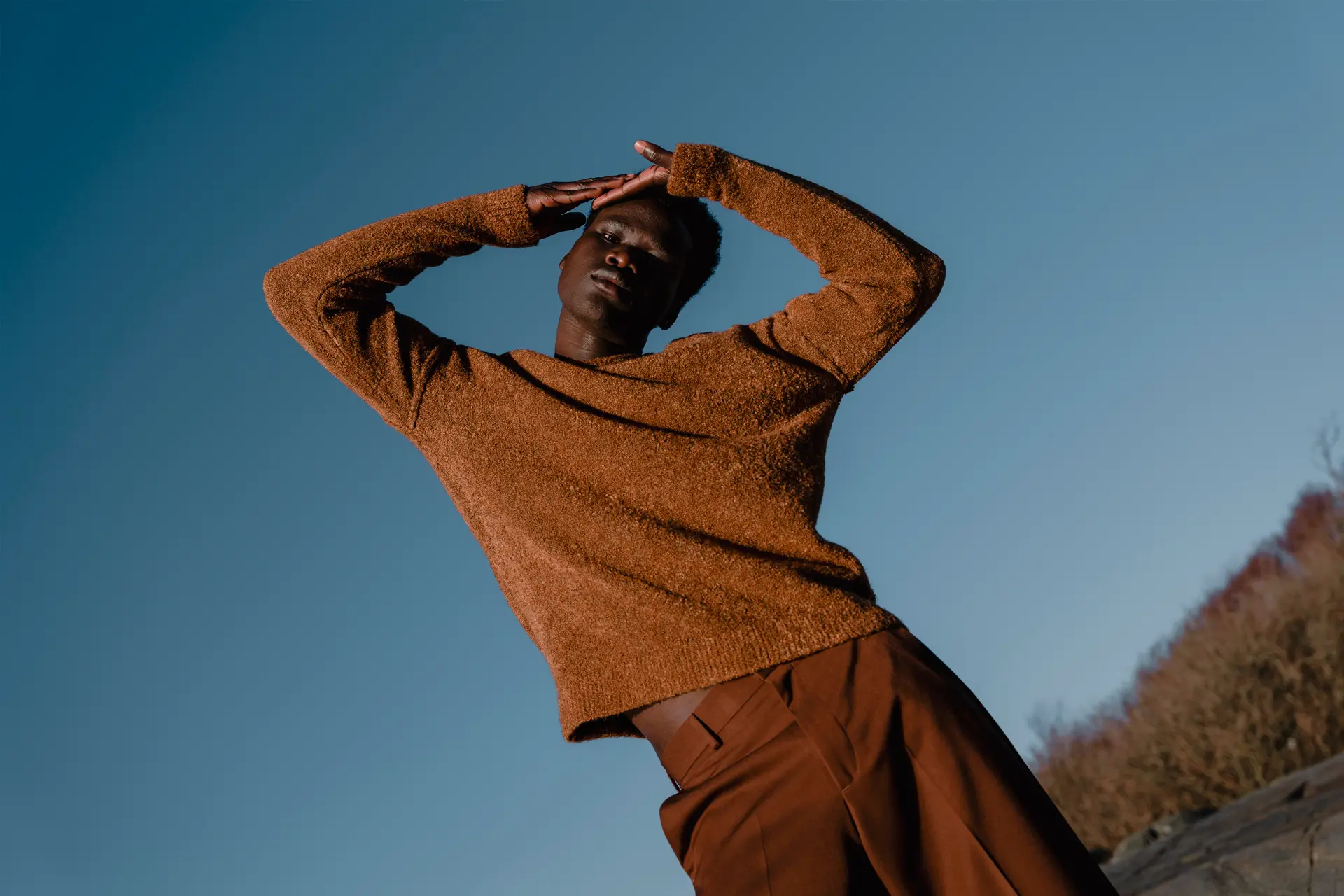 A model is posing for the camera