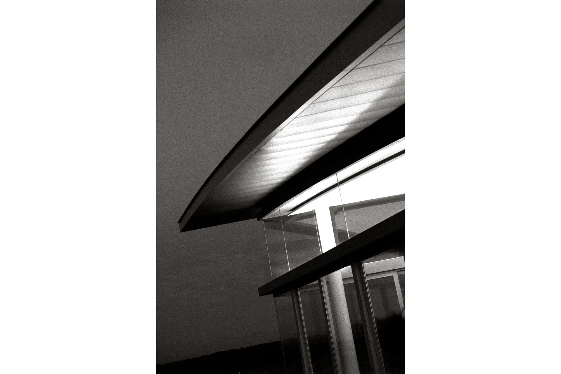 Black and white photography of an architectural building