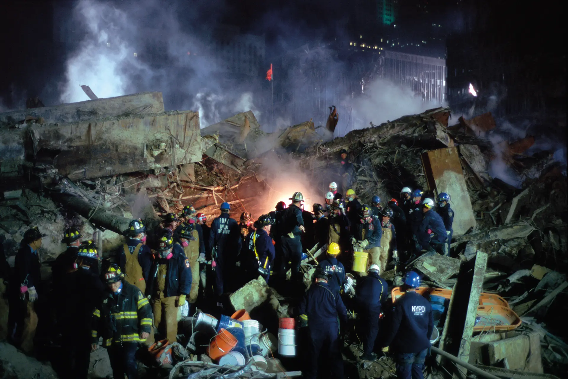 Many firefighters extinguish a fire