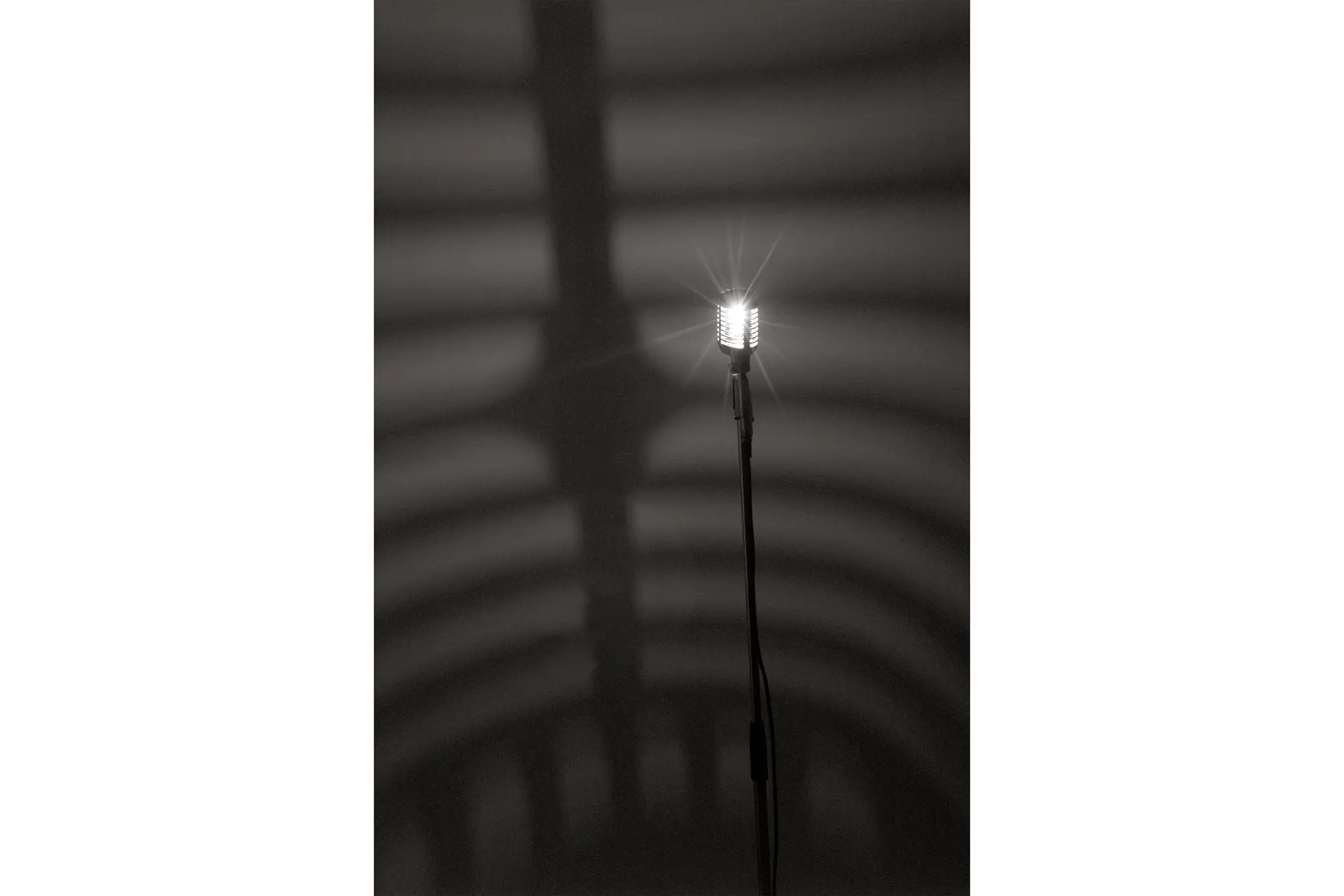 Microphone in front of a dark background