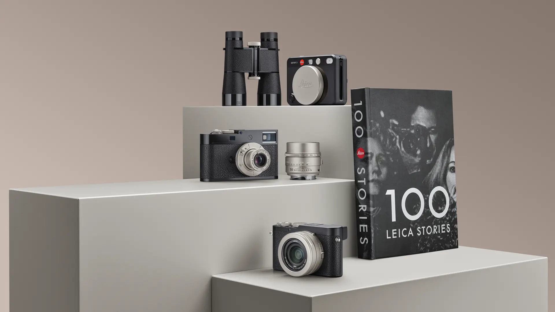Leica century products on a pedestal