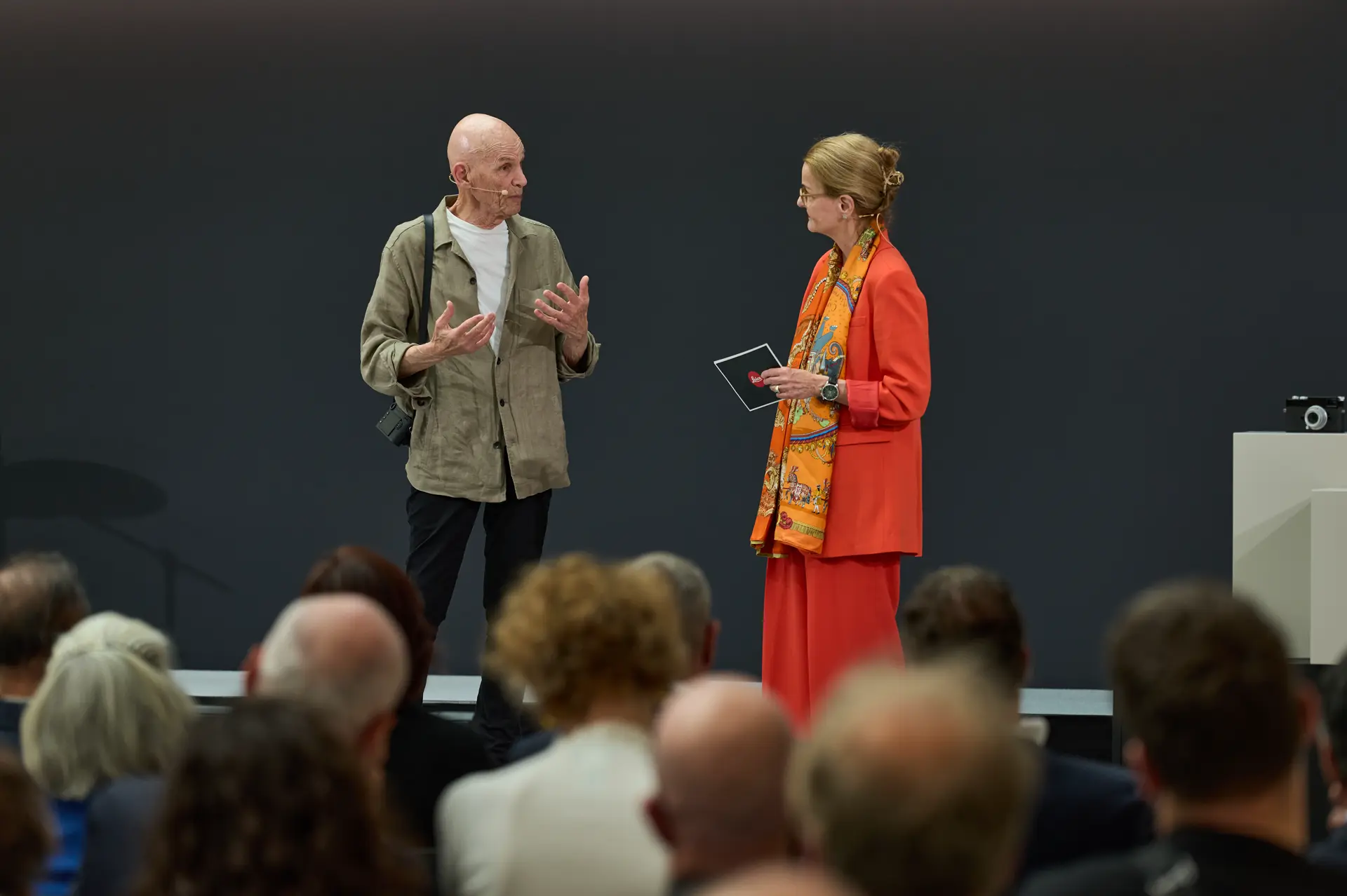 Leica Wetzlar 100 Years Opening Cermony Joel Meyerowitz and Karin Rehn-Kaufmann on stage