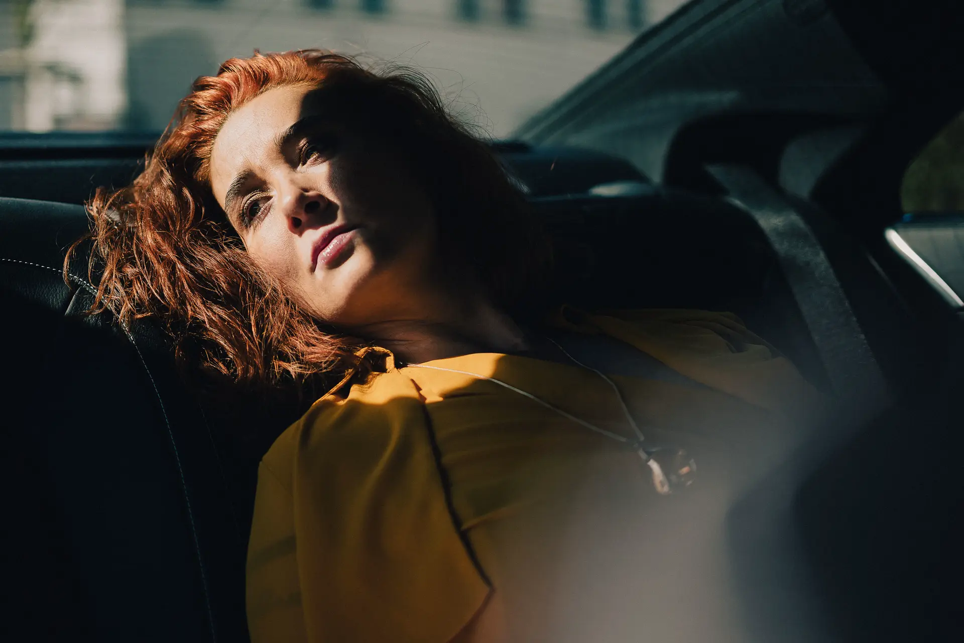 woman in a car