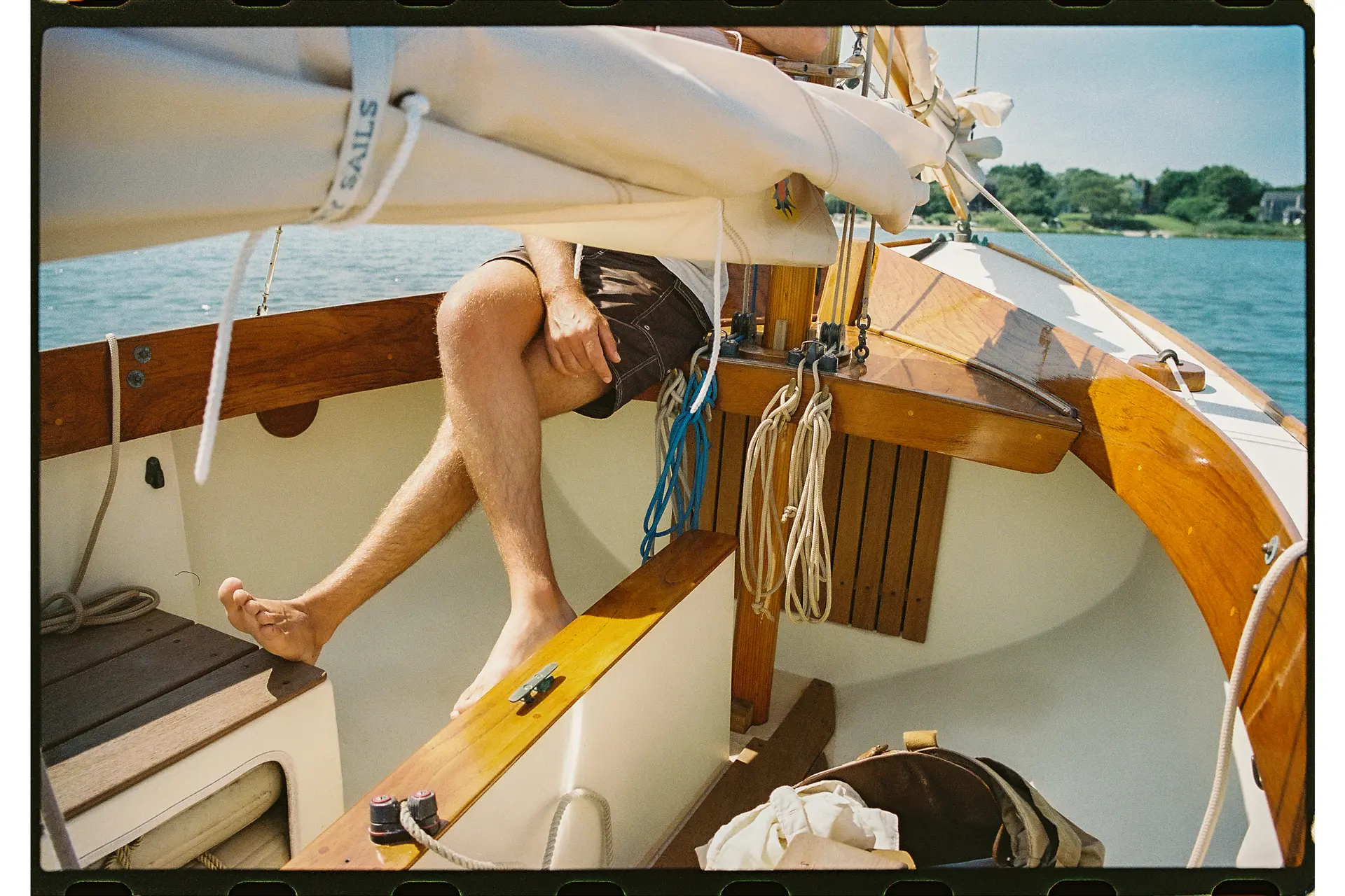 Riley on a boat