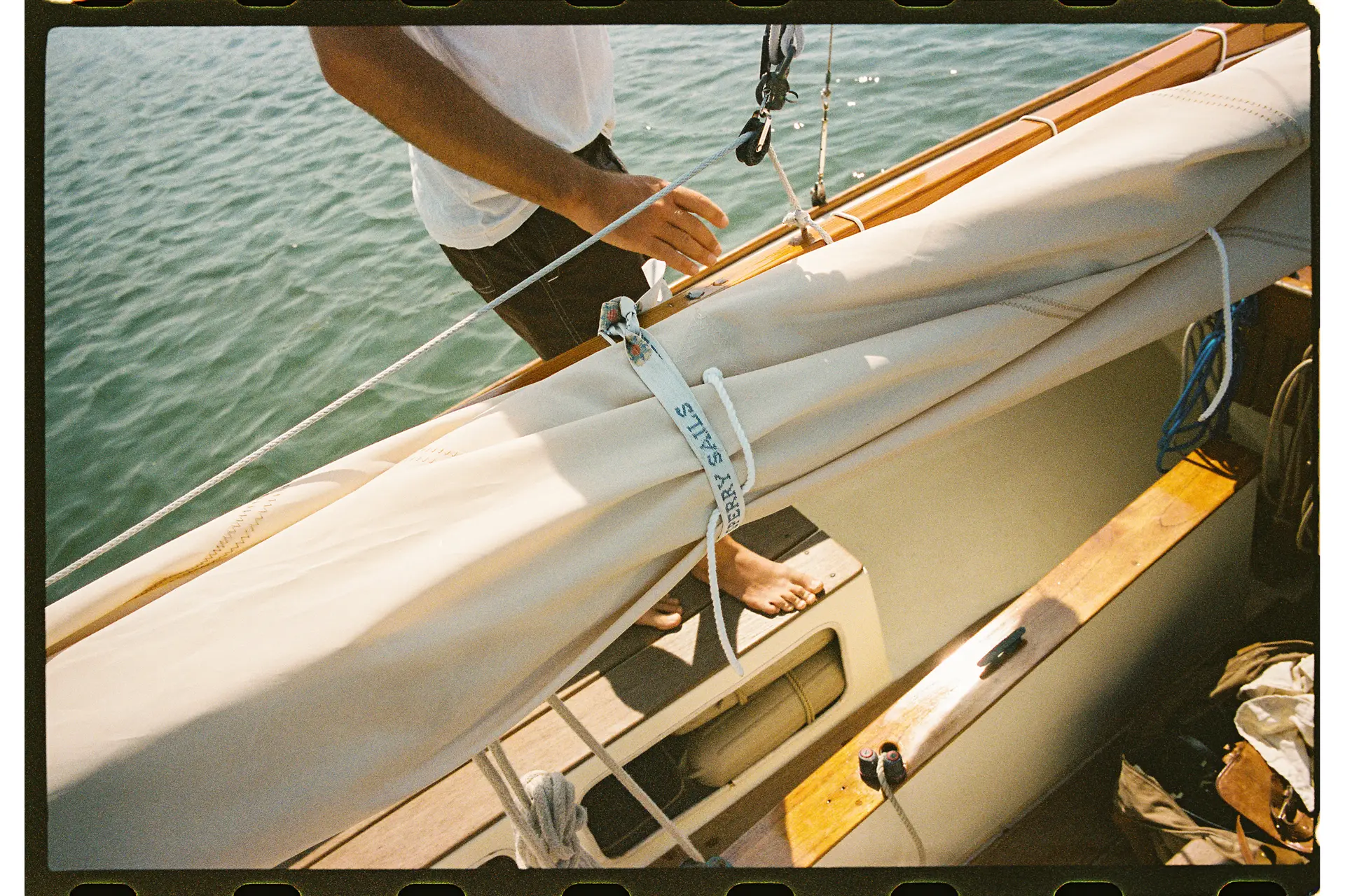 Riley on a boat