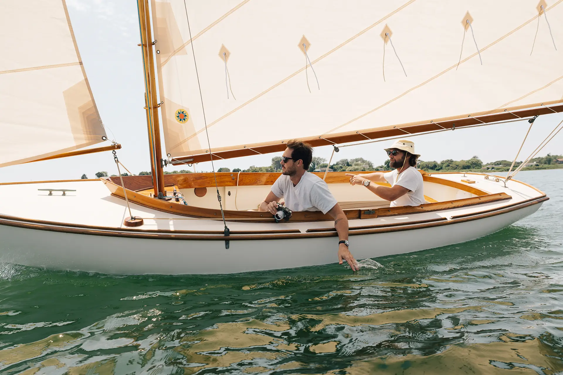 two friends on a boat