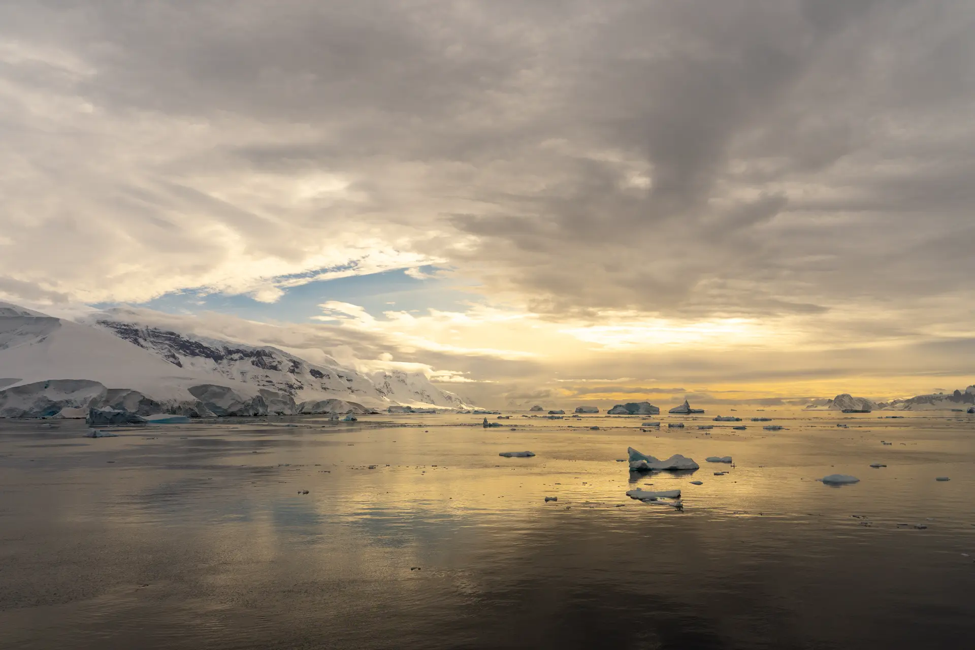 Sunset in the antarctica