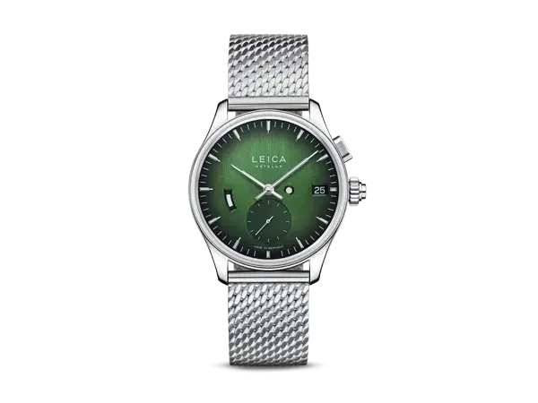 98288_Leica_ZM1_Urban_Green_Milanaise_Stainless_Steel_metal_bracelet_front_1920px.webp