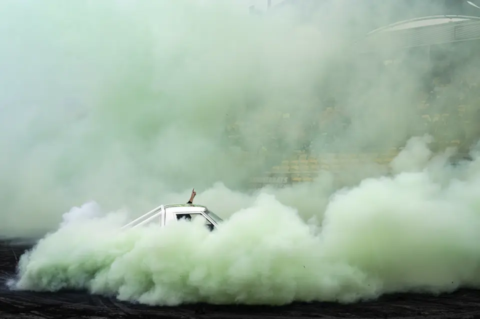 Car doing a burnout