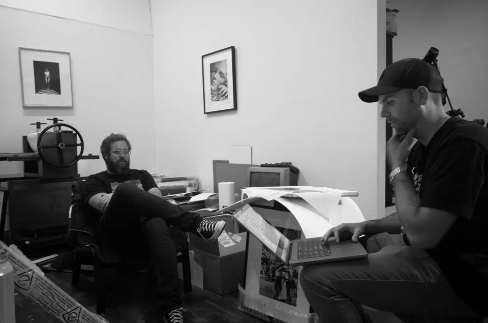 Nate Townsend on set with Terry LaRue at Leica LA