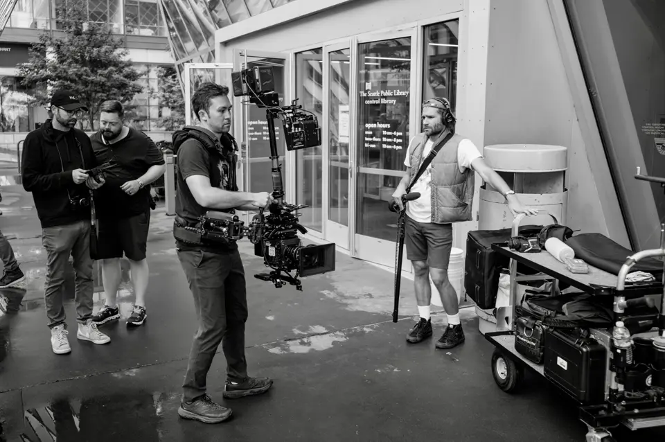 Nate Townsend on set with Terry LaRue at Leica LA