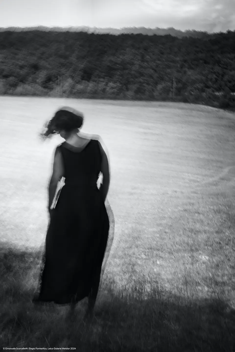 Disappearing woman in black and white 