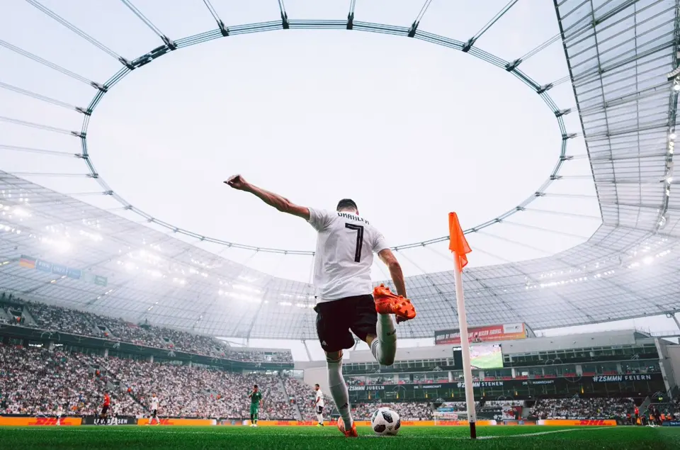 Soccer players in the stadium