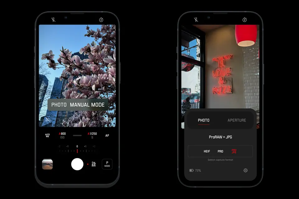 Leica LUX app on mobile phone.
