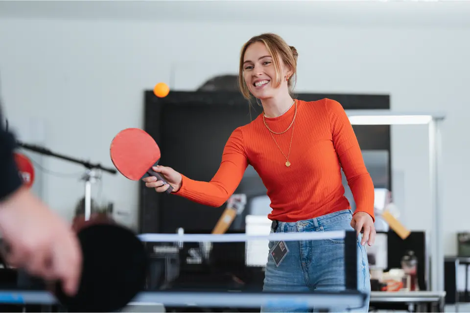 Leica employees playing Table tennis