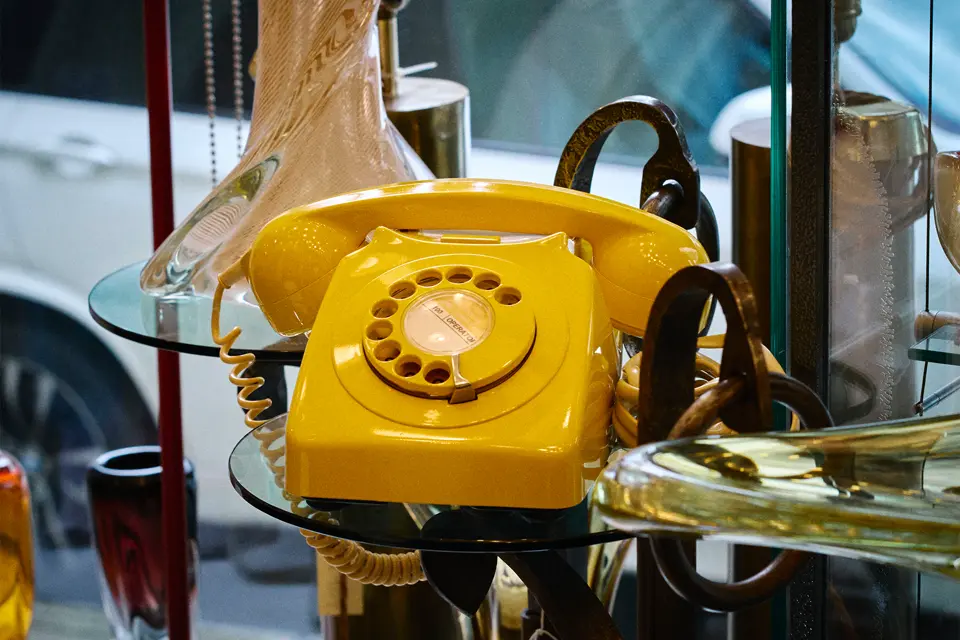 Old yellow telephone