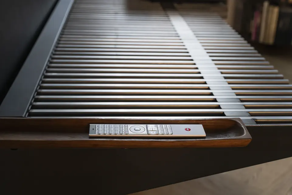 Detail of TV furniture designed by Nisi Magnoni.