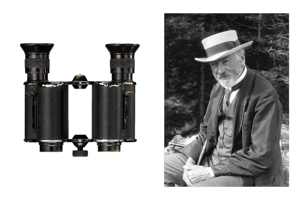 Portrait-of-Dr.-Ernst-Leitz-and-Leica-6x18-Binocle