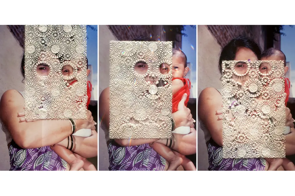 My mom cut holes in certain photographs to completely obliterate her own face while not harming the image of my sister and myself beside her and then slid them back into the family album
