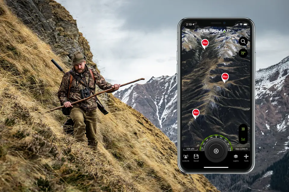 Hunter-on-the-mountain-hunting-while-searching-with-app-Leica-ProTrack-faded-in