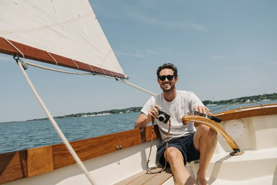 Riley with a Leica M on a boat