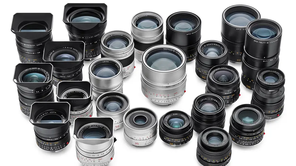 A group of Leica lenses.