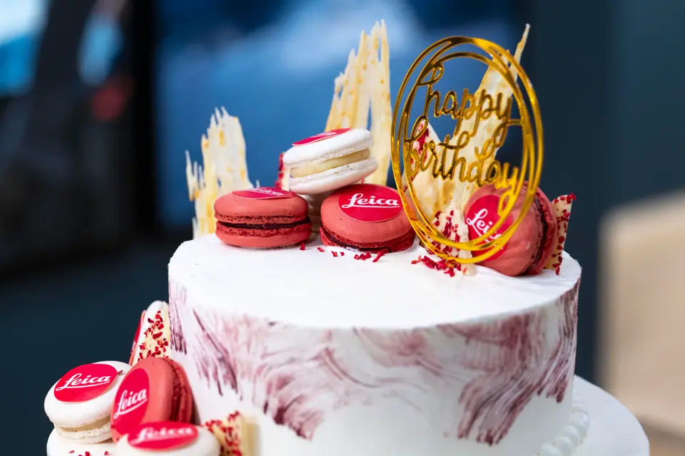 Photo of a decorated Leica cake