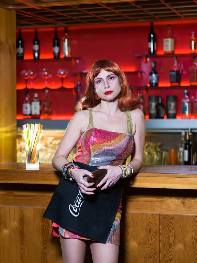 Woman in a bar