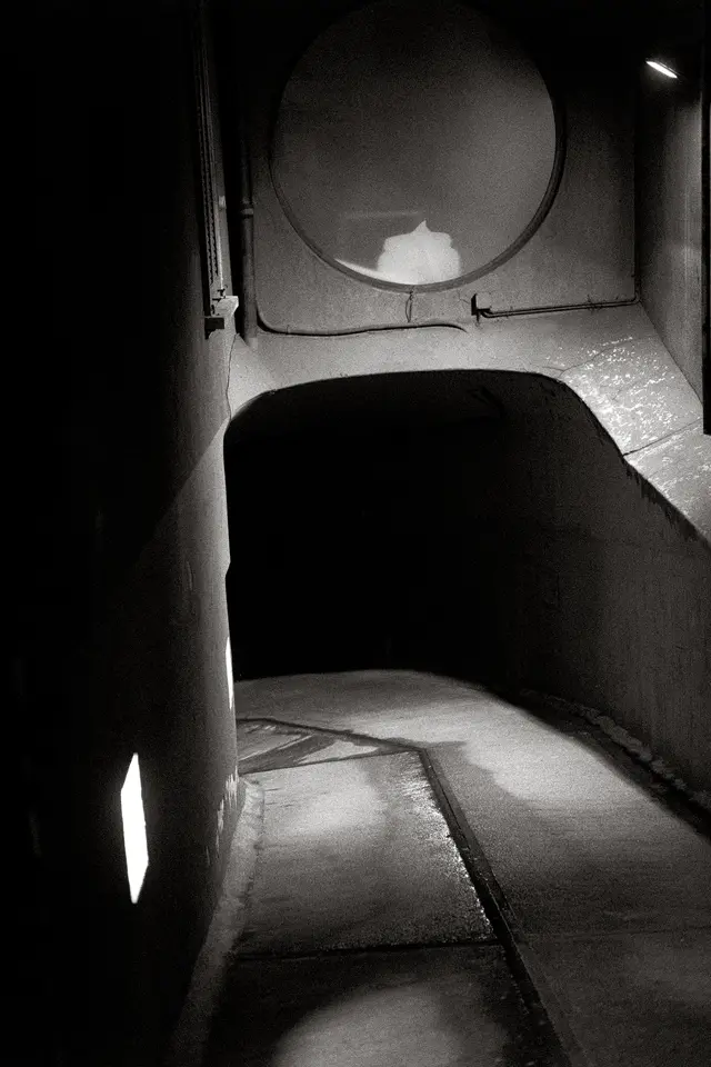 black and white photography tunnel