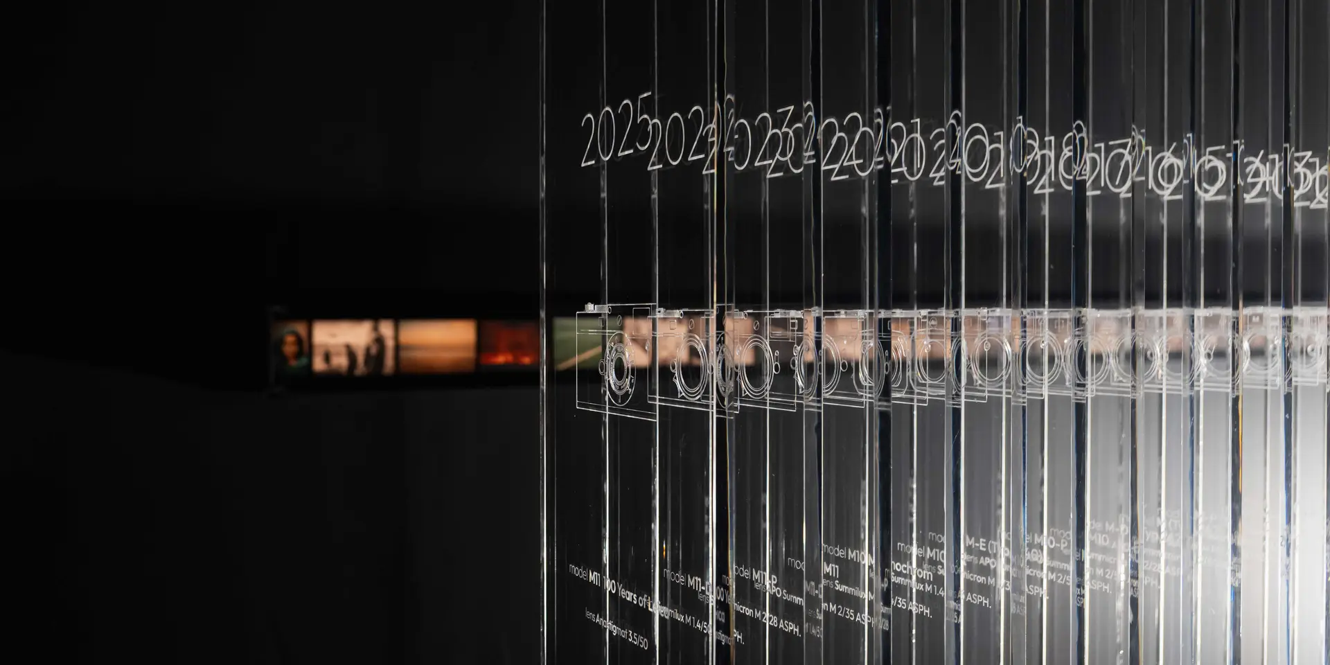 Multisensory installation of the history of Leica cameras