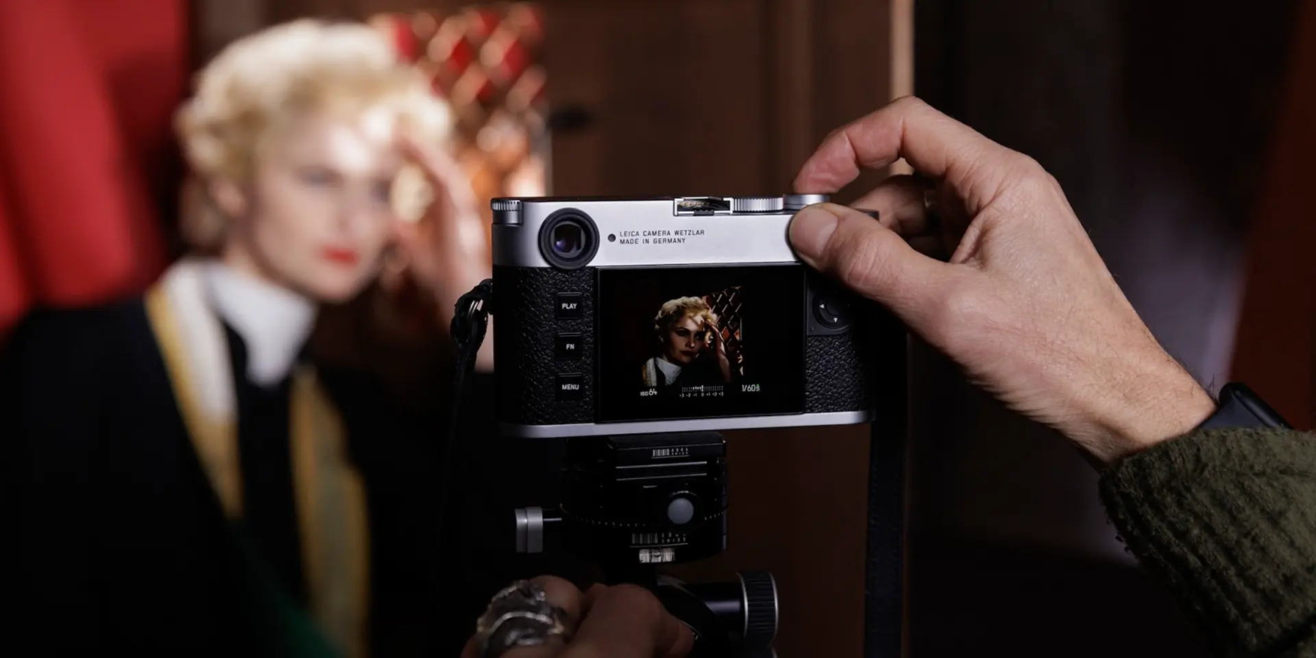 Portrait of a woman on the camera display