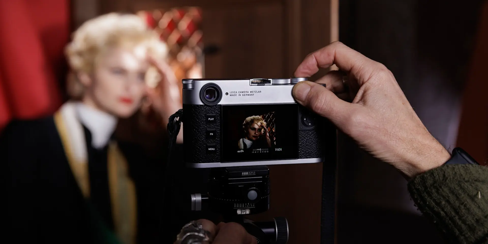 Portrait of a woman on the camera display