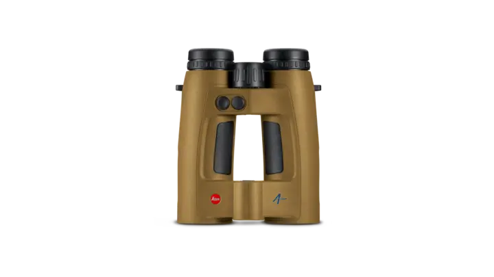 The Leica Geovid Pro 42 AB+ stands on a background