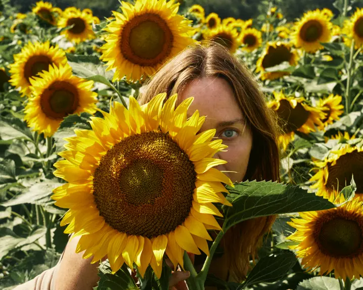 Mary McCartney in the sunflower field