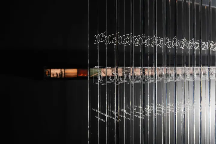 Multisensory installation of the history of Leica cameras