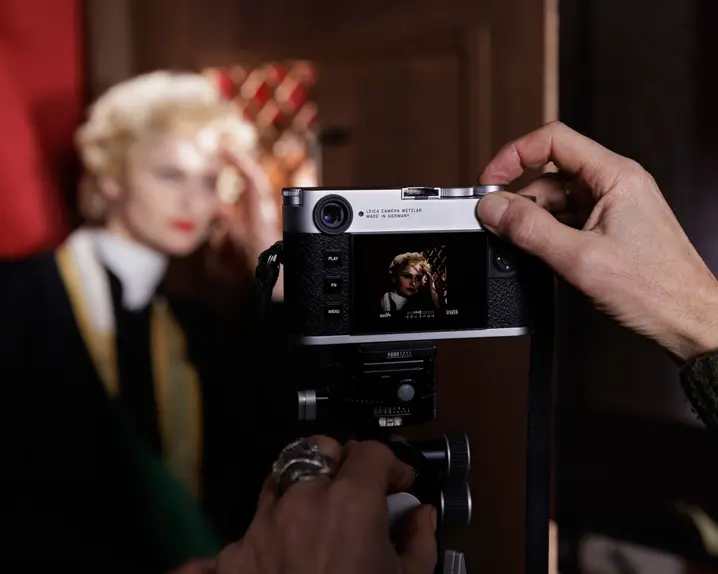 Portrait of a woman on the camera display