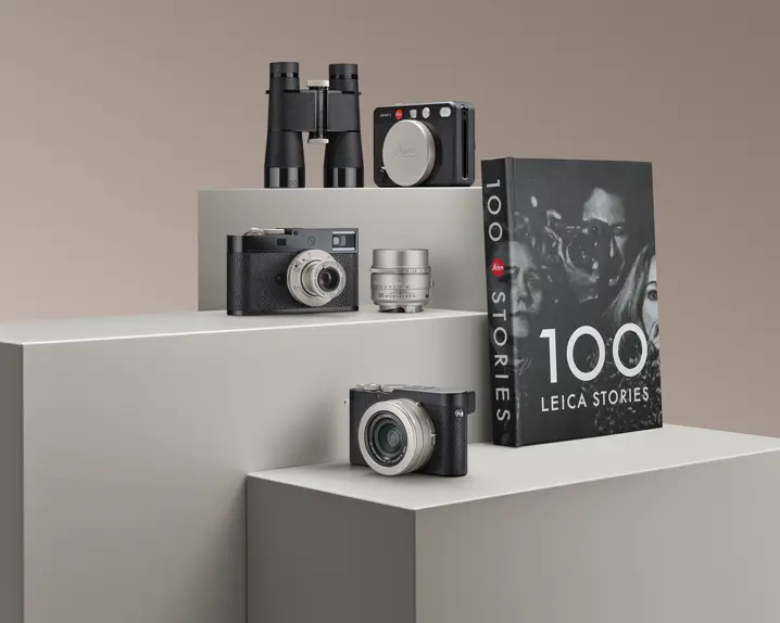 Leica century products on a pedestal