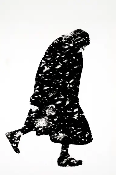 Woman in the snow Hamburg Germany black and white photography