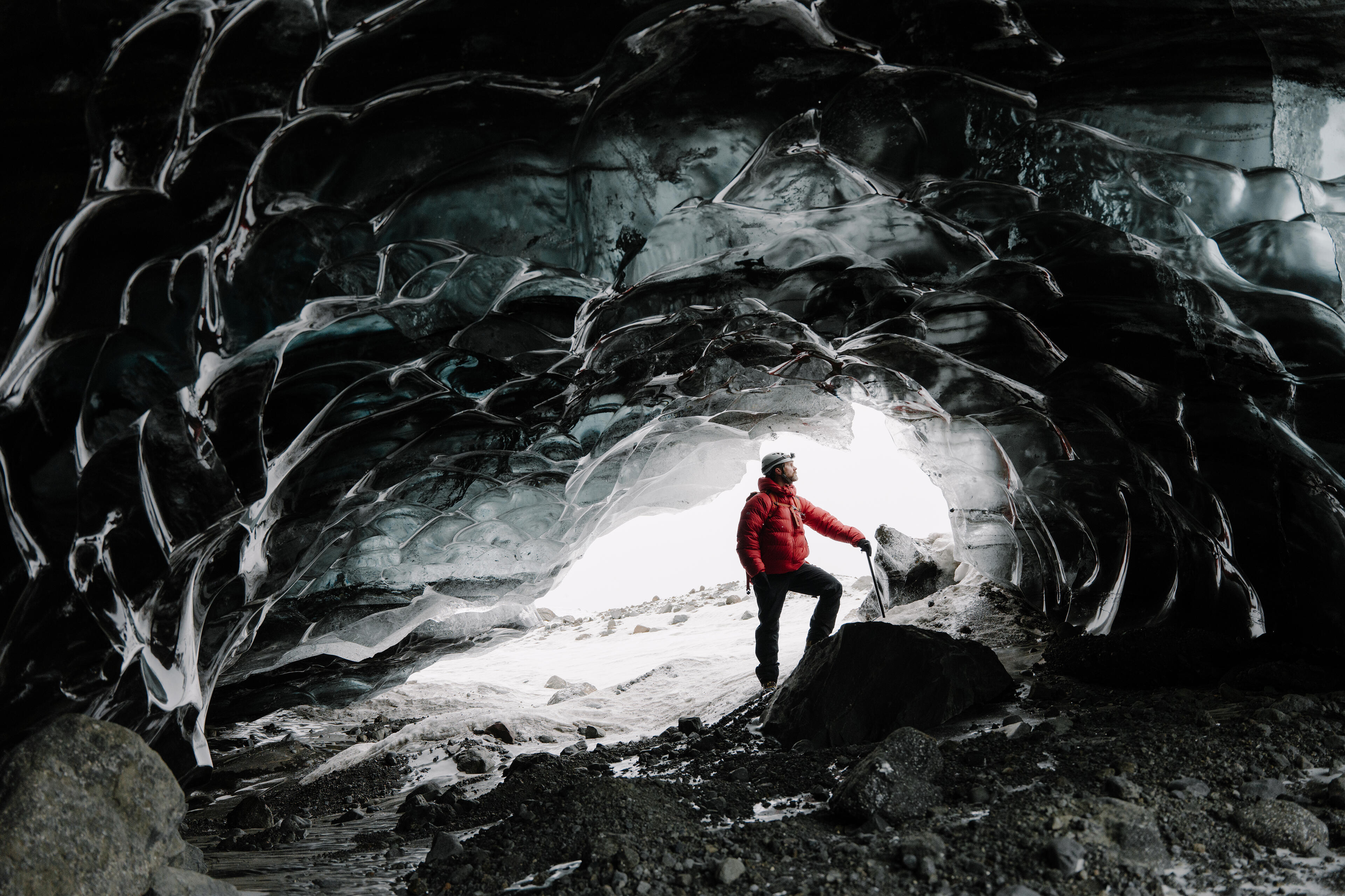 Man in an icecave
