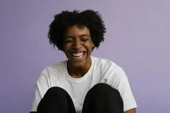 Portrait of a laughing woman. 