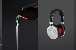 Four-part image showing headphones, a Leica cap, a camera strap and part of a pair of sunglasses.