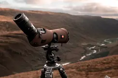 Leica-APO-Televid-scope-standing-on-a-tripod-in-the-Scottish-Highlands