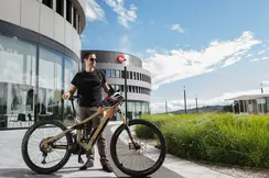 Leica Employee with his Jobbike