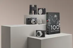 Leica century products on a pedestal