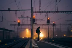 Man at a train station