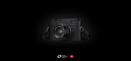 Leica camera on a black background