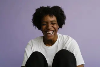 Portrait of a laughing woman. 