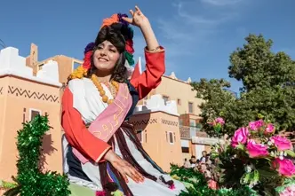 Woman in a flower field.