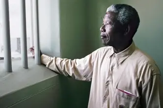 Mandela in his jail cell